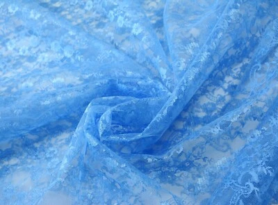 RASCHEL SPITZE Tüllspitze fest Meterware kleine Blüten HELLBLAU EUR 5,98/m - Bild 1 von 3