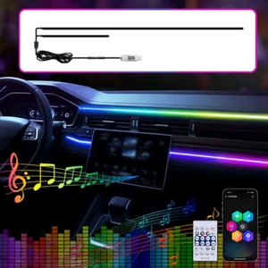 USB LED RGB Car Neon Atmosphere Ambient Lights Strip Remote Control Accessories - Picture 1 of 14
