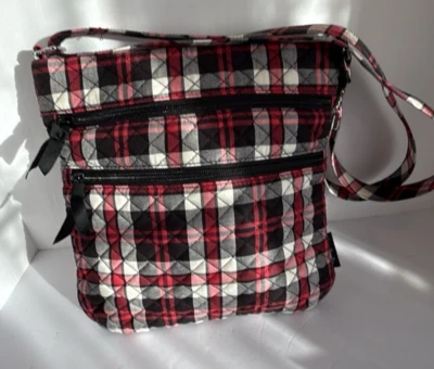 Vera Bradley Women's Cotton Triple Zip Hipster Crossbody Purse Red Black White - Image 1 of 4