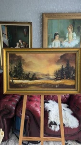Charming Oil On Canvas Painting Of A Rusty Sunset Landscape - Picture 1 of 10