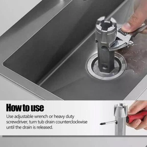 Drain Wrench Water Sink Draining Removal Tool Tub Drain Removal Bathtub J1E2 - Picture 1 of 11