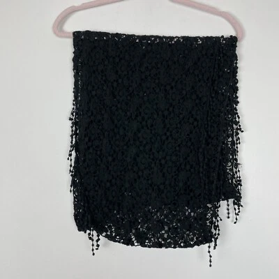 Urban Outfitter Black Floral Lace Fringe Circle Scarf Woman’s  - Image 1 of 4