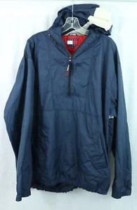 Tommy Hilfiger men's XXL half-zip Hooded Windbreaker Rain Jacket Spell-out Logo - Picture 1 of 8