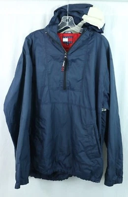 Tommy Hilfiger Hombre XXL Media Cremallera Capucha Cortavientos Lluvia Chaqueta Deletrear Logo Foto 1 de 4