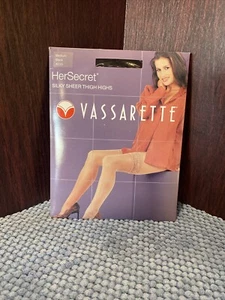 Vassarette Stockings Woman’s Size Medium Black Silky Sheer Thigh Highs Lace NWT - Picture 1 of 3
