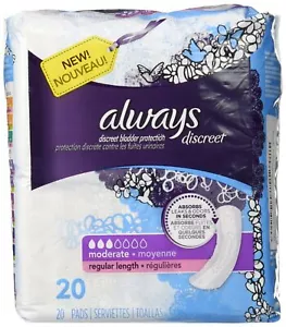 Always Discreet Incontinence Pads Moderate Regular 20ct - Picture 1 of 1
