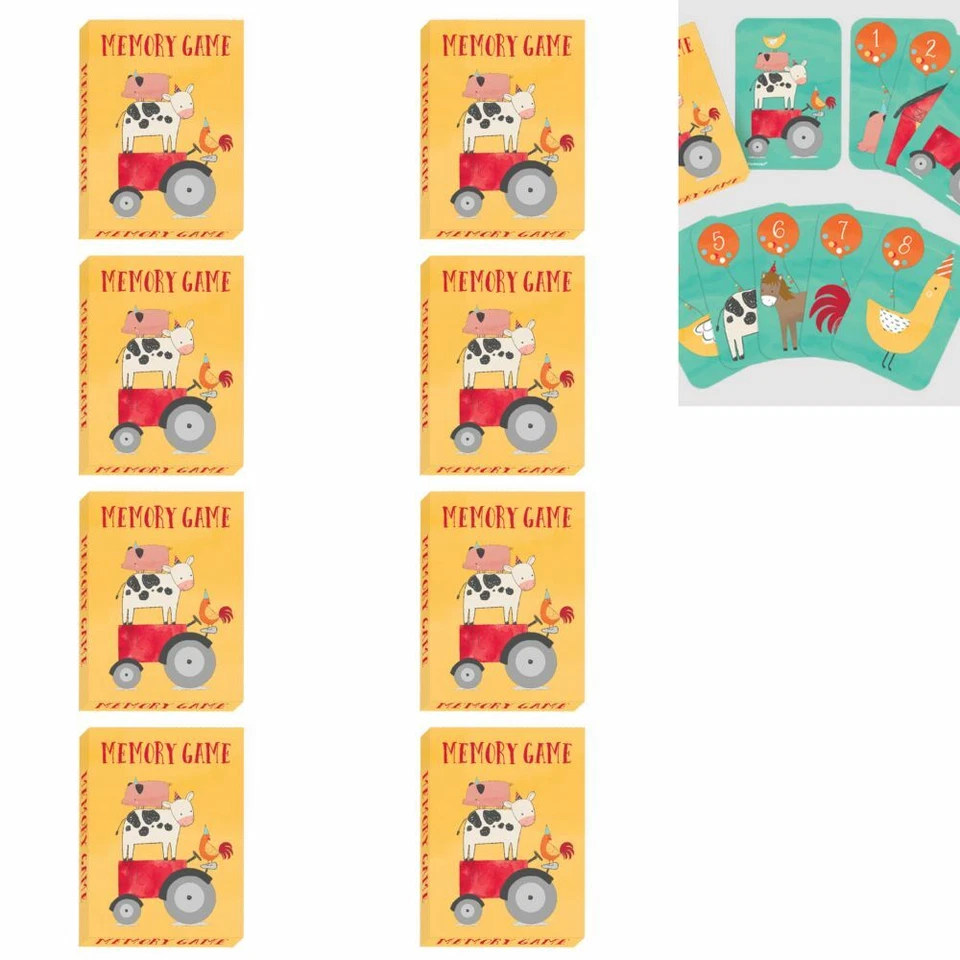 Animal Themed Birthday Party Memory Game 8 PC New Free Ship Favors - Image 1 of 1