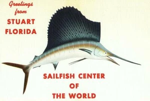 Greetings From Stuart, Florida, Sailfish Center Of The World - 1930's - Magnet - Picture 1 of 2