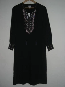 Chico's  Embroidered Navy Blue Jewel Embellished Midi Dress Size 0 NWT - Picture 1 of 4