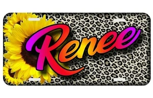 Sunflower Leopard Personalized Monogrammed License Plate Custom Auto Car Tag - Bild 1 von 4