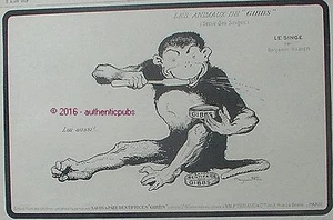 REKLAME LES ANIMALS DE GIBBS DER AFFE SIGNIERT BENJAMIN RABIER VON 1918 FRANZÖSISCHE ANZEIGE - Bild 1 von 1