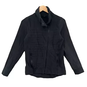 Lululemon Fleece Be True Jacket Womens Black Relaxed Fit Diagonal Full Zip Sz 4 - Picture 1 of 10