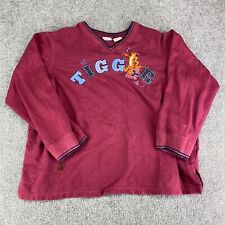 Disney Plus Sweater Womens 2X Tigger Spellout Graphic Maroon Long Sleeve