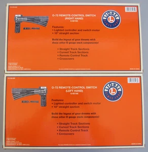 LIONEL 6-65165 & 6 RIGHT & LEFT REMOTE CONTROL 0-72 SWITCH TRACKS-NEW! $20 SHIP! - Picture 1 of 18
