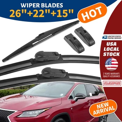 3pcs 26"22"15" Windshield Wiper Blades For Lexus RX450h 2010-2013 High Quality - Изображение 1 из 4