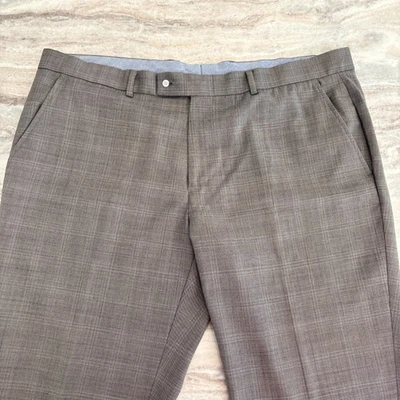 Pantalones de vestir Nautica 42x30 grises a cuadros mezcla de lana pantalones calce clásico casu de negocios Foto 1 de 4