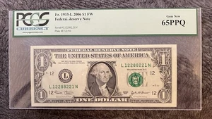 2006 $1 Federal Reserve RADAR Note PCGS 65 PPQ - Picture 1 of 2