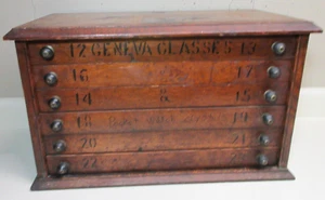 VINTAGE GENF UHRMACHER HOLZ TEILE AUFBEWAHRUNGSSCHRANK KRISTALL JUWELIER SELTEN #56 - Bild 1 von 17