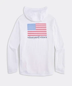 Vineyard Vines Micro Whale Flag Long-Sleeve Harbor Performance Hoodie Tee - Picture 1 of 8