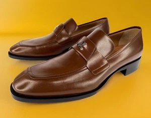 Mocassini Christian Louboutin Varsimoc Flat CL logo pelle avana EU 45 - US 12 - Foto 1 di 12