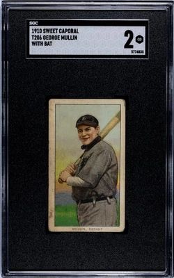 1909-1911 T206 George Mullin Detroit Tigers SGC 2 Sweet Caporal 350 factory 30 - Image 1 of 2