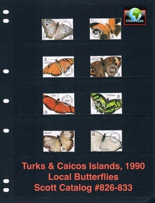 $14.40 Scott Value - 1990 TURKS & CAICOS Butterflies Caribbean Sea CV MNH NH UMM - Image 1 of 4