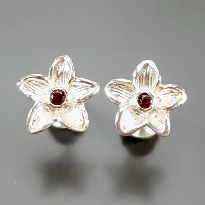 Pendientes de rodolita natural hechos a mano de plata de ley 925/E128806 Foto 1 de 4