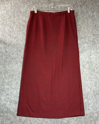 Saia Vintage Coleção Kathie Lee Feminina Média Vermelha Preta Houndstooth Maxi Anos 90 - Imagem 1 de 4