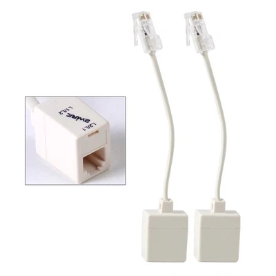 2X Telefon Modem Splitter Kabel RJ11 6P4C auf RJ45 8P4C Adapter Konverter Neu - Bild 1 von 4