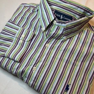Vintage Herren Ralph Lauren Gr. L bunte Streifen Button Down Langarm 90er - Bild 1 von 9