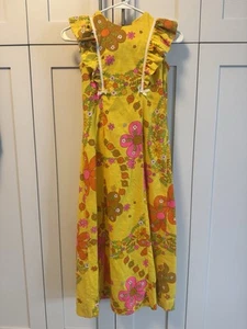 Vintage 1950 1960 Andrade Honolulu Floral Maxi Dress Made Hawaii Bust 28” - Picture 1 of 6