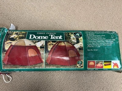 3-person red dome tent, 6.5' x 7' x 48" made by Academy Broadway item #10130 - Image 1 of 4