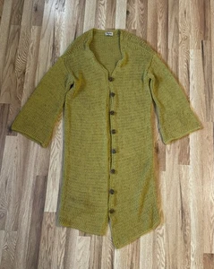 Show Me Your Mumu Womens Cardigan Extra Small Yellow Long Duster Oversized - Picture 1 of 3