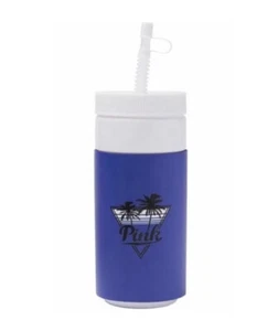 Victoria's Secret Pink Good Vibes Beach Retro Water Bottle Cup Straw 32 Oz New - Picture 1 of 14