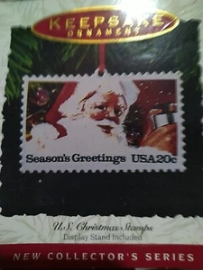 1993 Hallmark U.S. CHRISTMAS STAMPS Santa Claus Postal Enamel ORNAMENT # 1 T20 - Picture 1 of 2