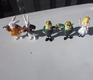 Alice In Wonderland Figurines Lot 5 Yarto Herald Rabbit Tweedle pvc Vintage Rare - Picture 1 of 12