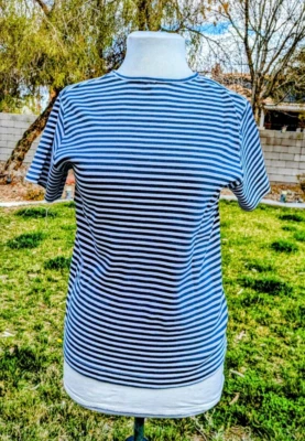 Camisa Top Geoffrey Beene Deportiva Mujer Lg Rayas S/S Pullover Elastizada Acanalada Usada en Excelente Condición Foto 1 de 4