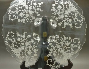 Vintage Portia by Cambridge Glass 12” Round Four Footed Sandwich Platter Tray - Picture 1 of 10
