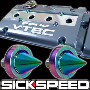 5 PC NEO CHROME SPIKED ANODIZED ALUMINIUM VALVE COVER WASHER KIT D-SERIES HONDA - Picture 1 of 1