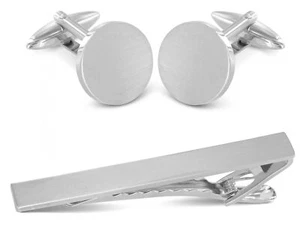 TEROON Set "Grabado mate" Pinza de corbata y gemelos - Imagen 1 de 6