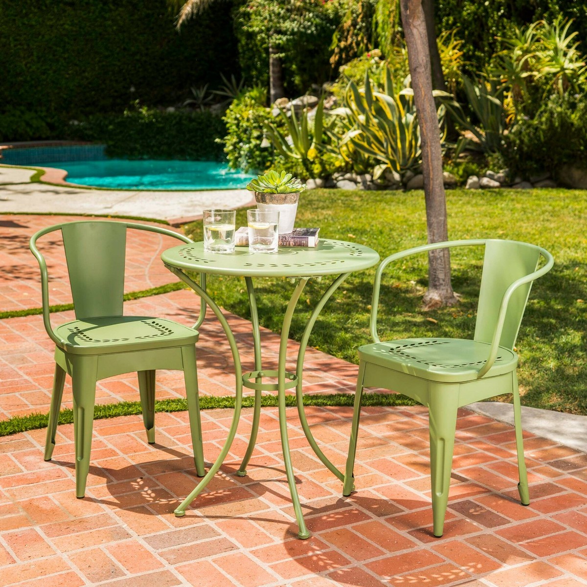 green aluminum patio chairs