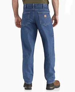 👖 Carhartt Jean Denim Pants Relaxed-Fit Tapered Workwear B17 44/30 - Picture 1 of 12