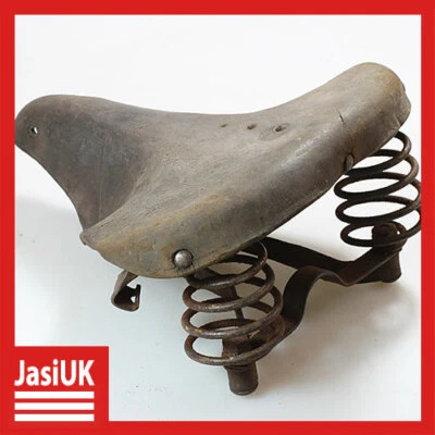 assento selim confortável suspensão mola bicicleta bicicleta bicicleta couro marrom antigo - Imagem 1 de 4