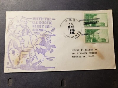 USS SACRAMENTO PG-19 Naval Cover 1938 COULTHARD Cachet SHANGHAI, CHINA - Image 1 of 2
