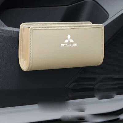 Beige PU Leather Door Side Pocket Storage Box Organizer Trash Can For Mitsubishi - Imagem 1 de 4