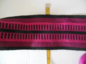 3" wide woven band, deep pink with black, NEW off of the reel, sold by the yard - Picture 1 of 2
