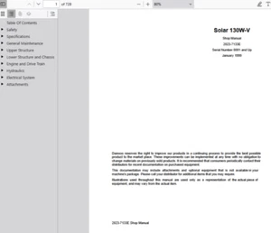 Doosan Daewoo Solar 130W-V S130W-V Excavator Shop Service Repair Manual PDF USB - Picture 1 of 2