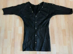 Damenmantel aus Leder, schwarz S/M - Druckknopfleiste - Bild 1 von 9