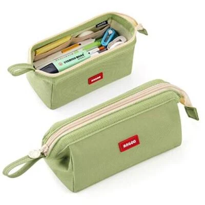  Estojo de lápis grande capacidade bolsa de lápis bolsa de caneta para escola adolescente menina menino verde - Imagem 1 de 4