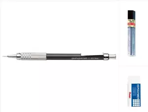 Pentel GraphGear 500 Pencil Kit .5mm Black ZEH10 Block Eraser Lead School Office - Picture 1 of 1